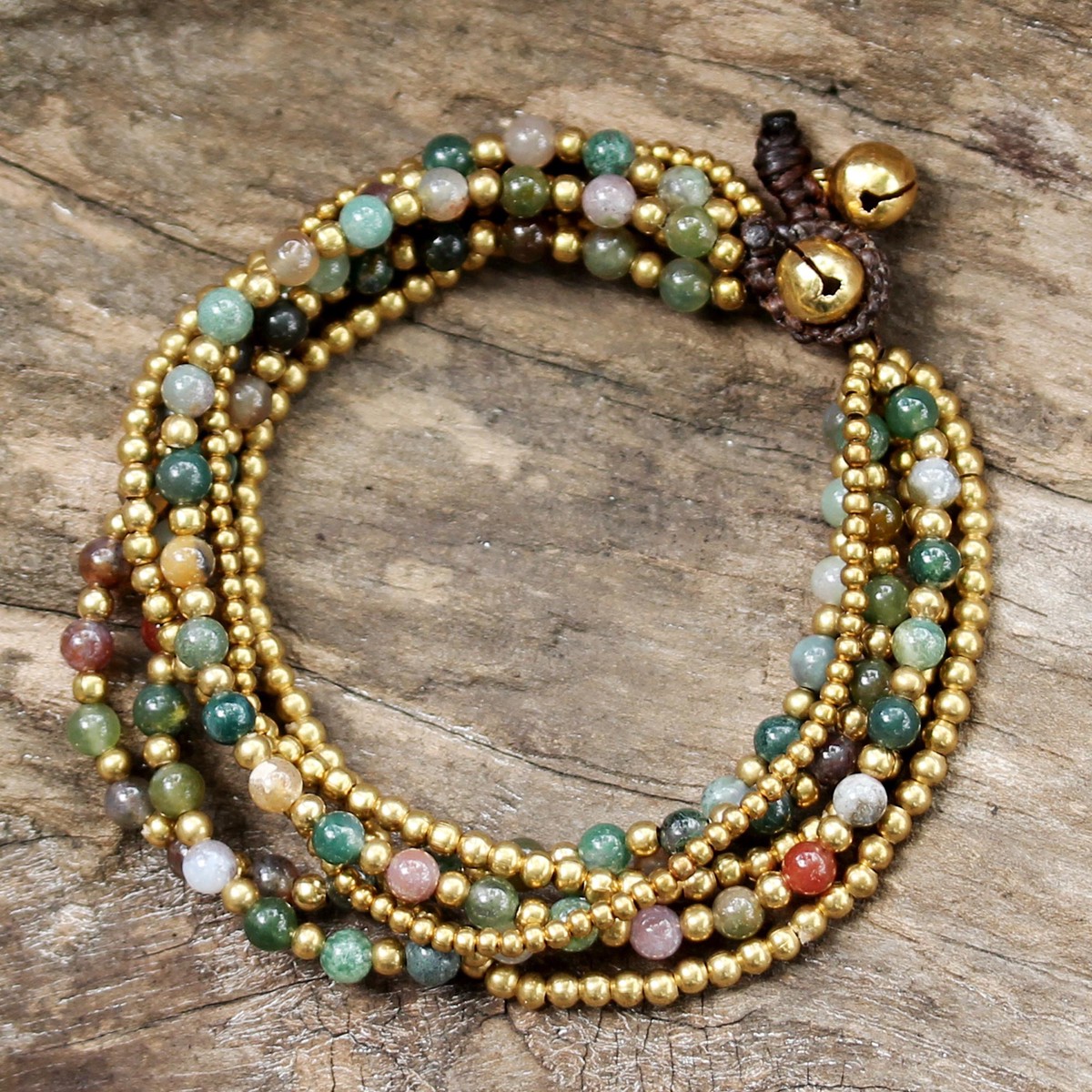 Hand Crafted Brass and Jasper Bracelet from Thailand – Joy