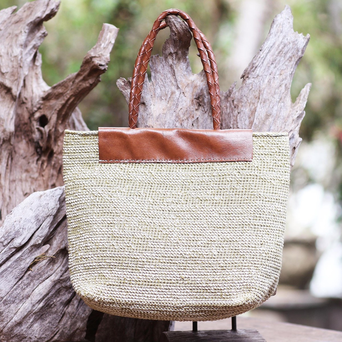 Hand Crafted Cotton and Leather Tote Bag from Bali – Quick Trip