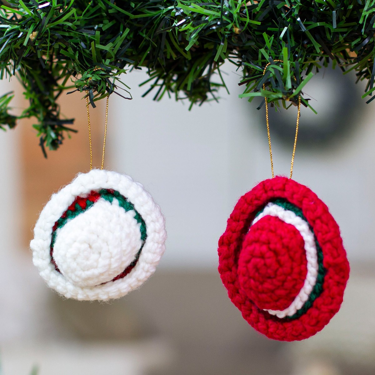 Hand Crocheted Sombrero Christmas Ornaments (Pair) - Holiday Sombreros