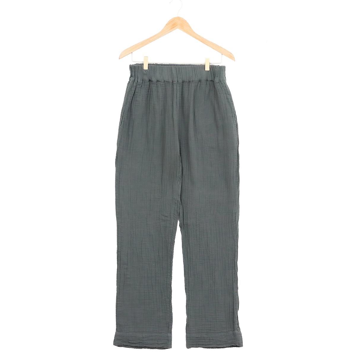 Hand Made Double Gauze Cotton Pants – Cool Classic in Grey – M