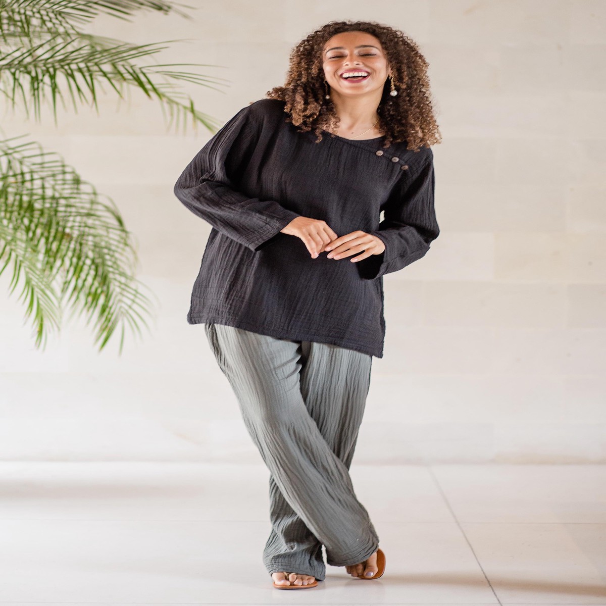 Hand Made Double Gauze Cotton Pants – Cool Classic in Grey – XL (member)