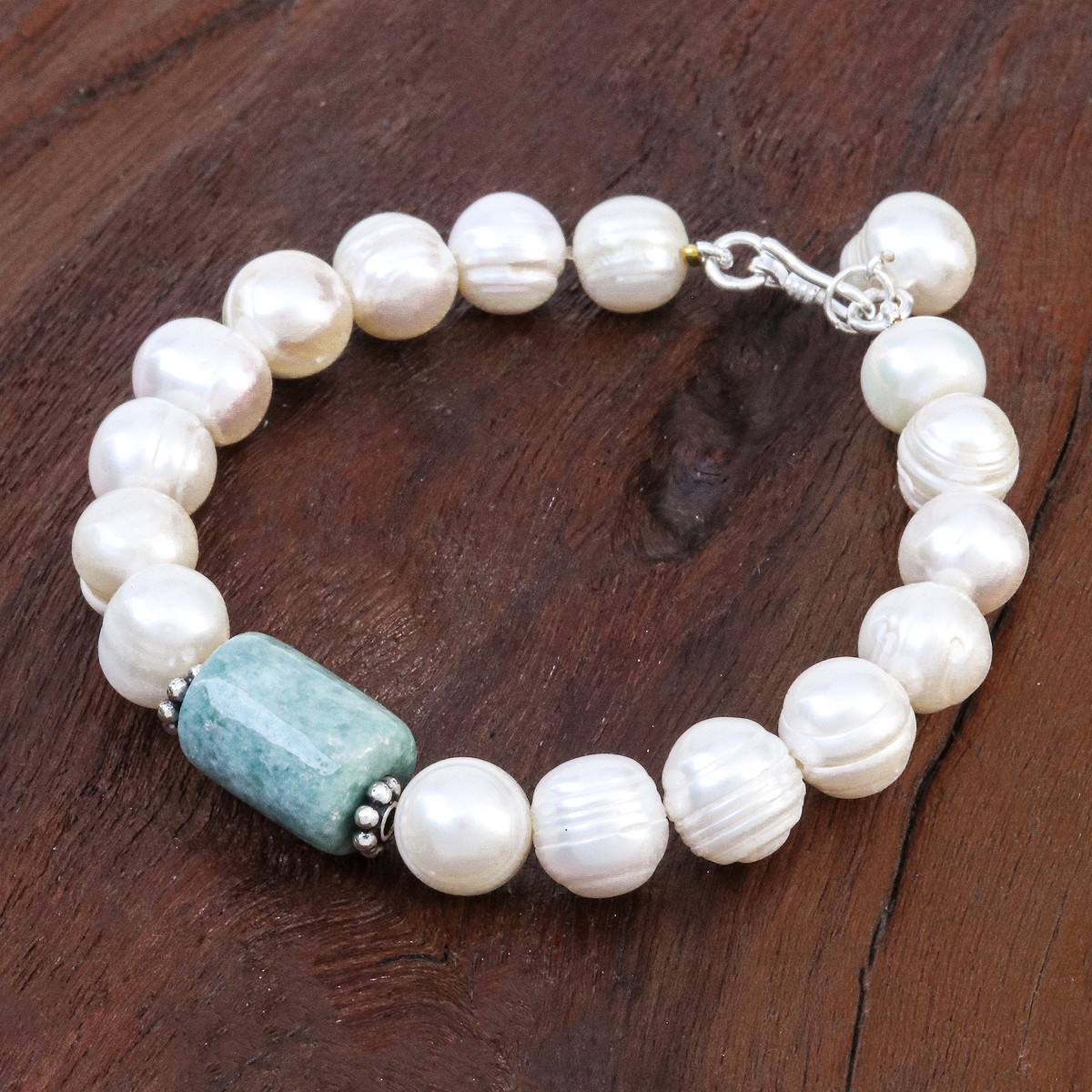 Hand Made Jade and Cultured Pearl Bracelet – Soothing Tonic