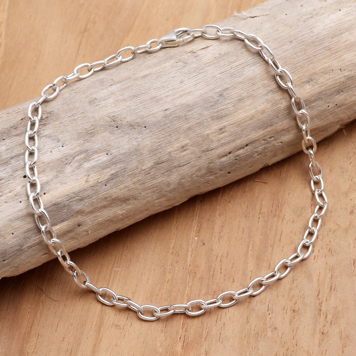 Hand Made Sterling Silver Chain Bracelet from Bali – For Your Birthday – 7.5 Inches