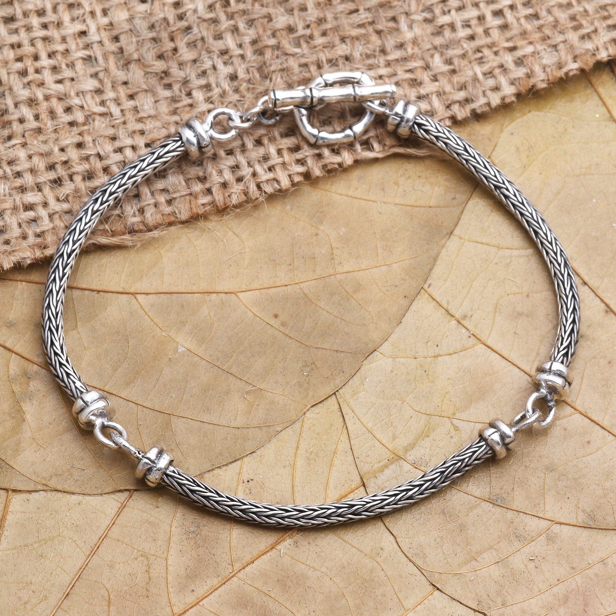 Hand Made Sterling Silver Link Bracelet - Dragon Body