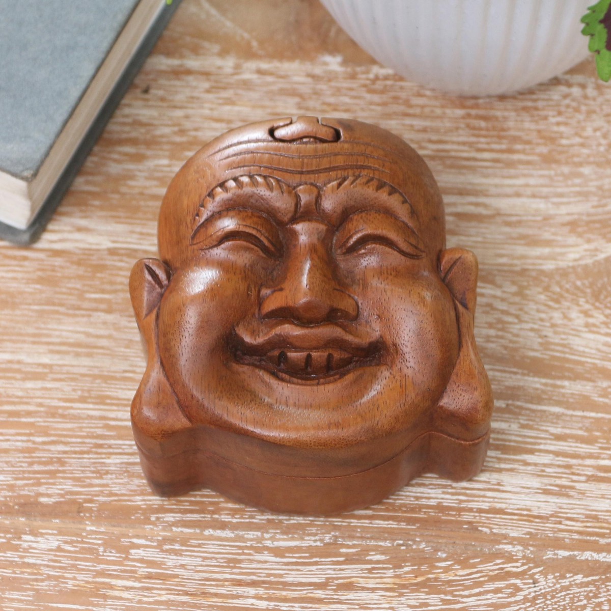 Hand Made Suar Wood Puzzle Box – Laughing Buddha