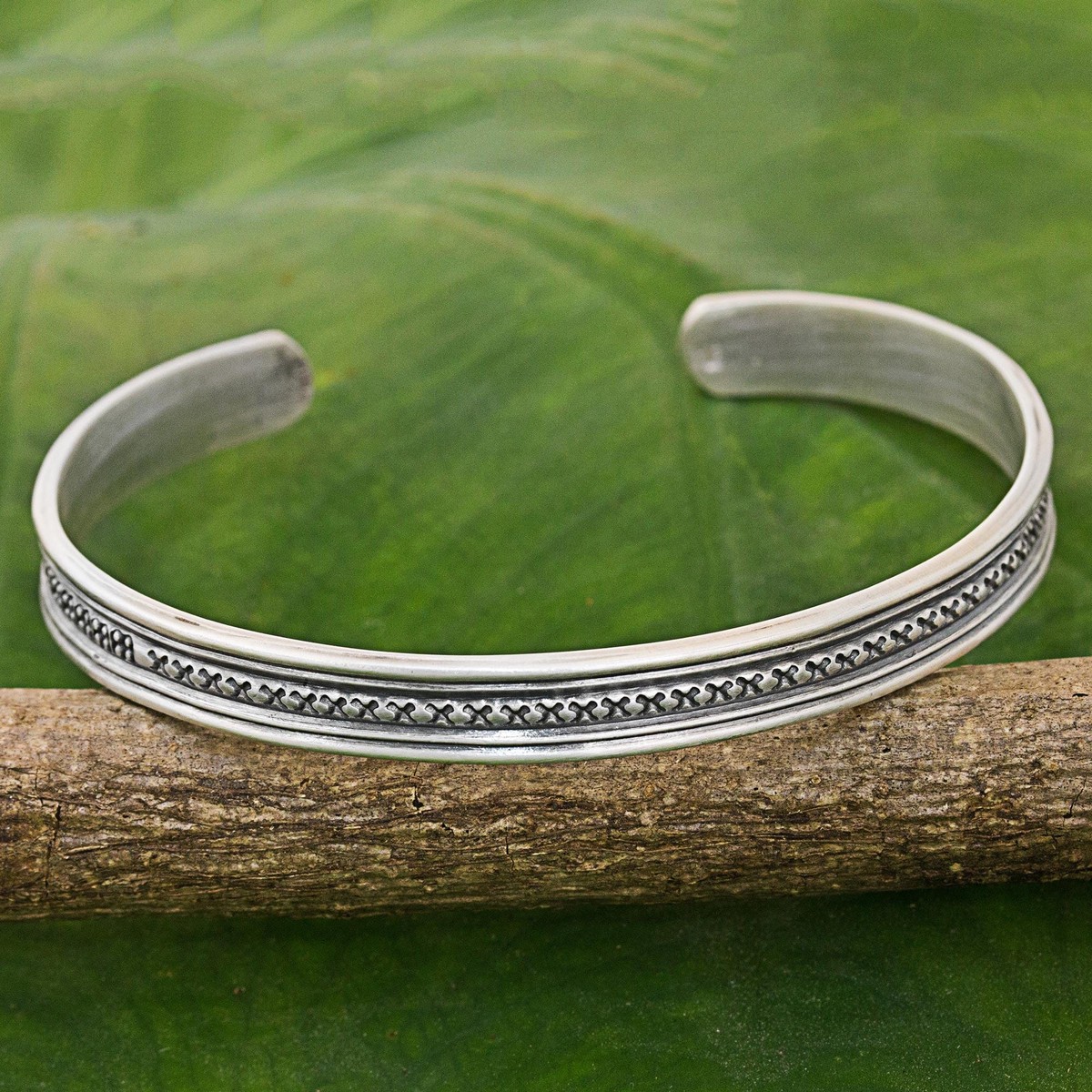 Hand Made Sterling Silver Cuff Bracelet Cross Motif Thailand – Sterling Freedom