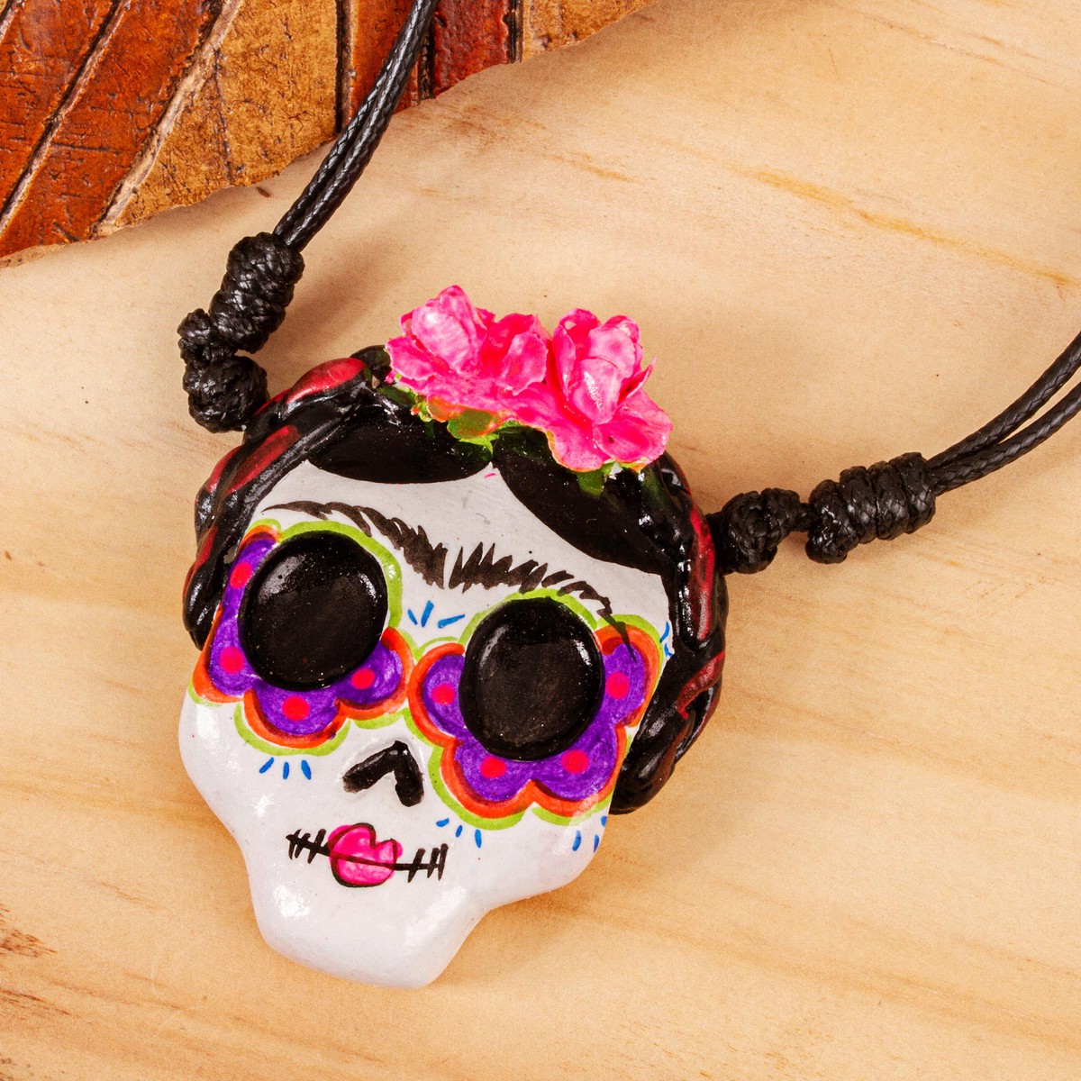 Hand Painted Catrina Skull Necklace – Pretty Catrina