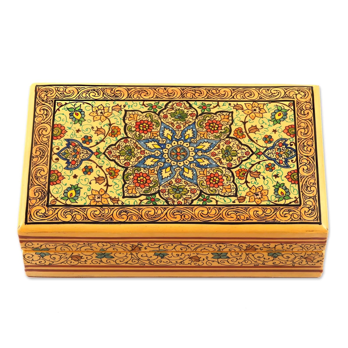 Hand Painted Papier Mache Decorative Floral Box – Floral Nobility (member)