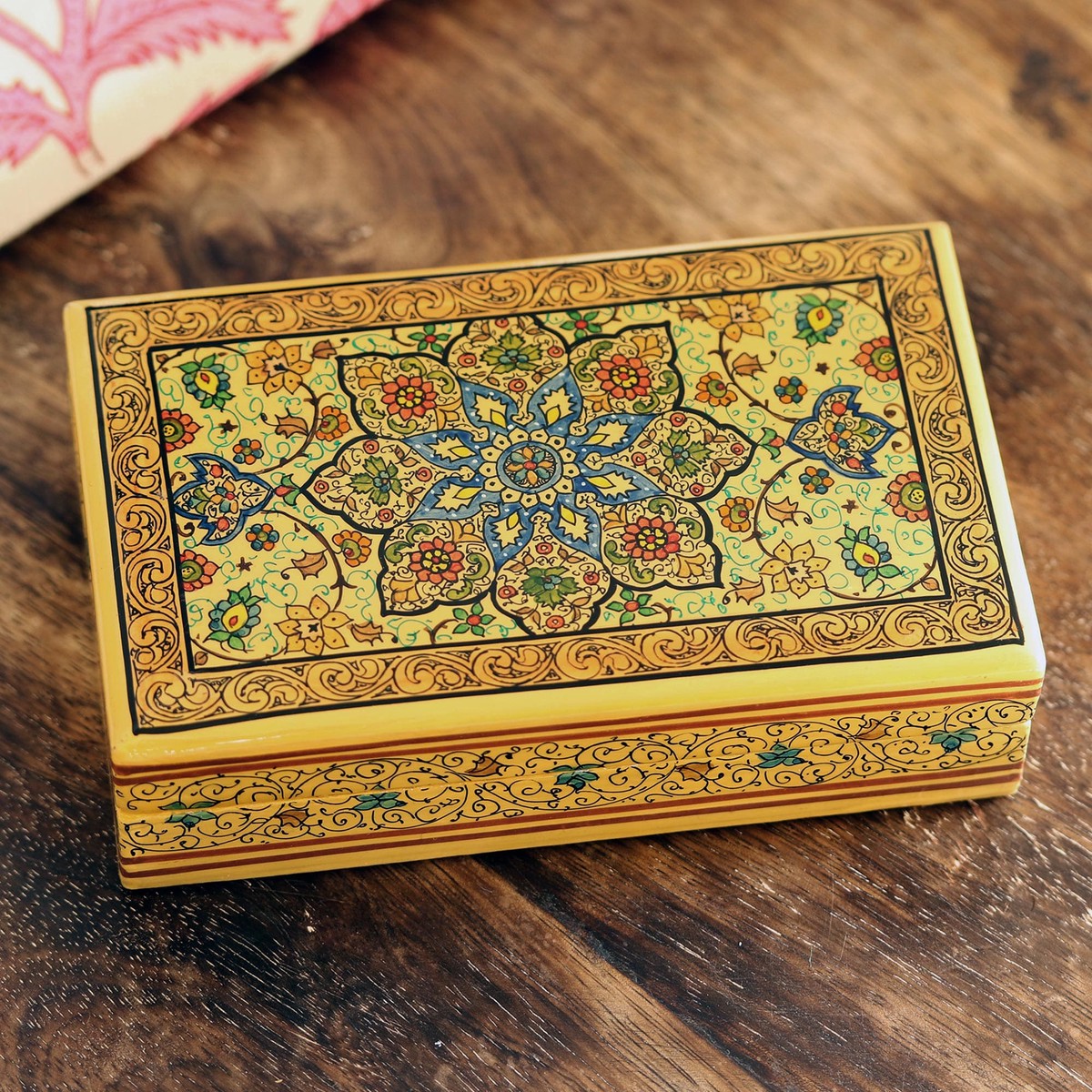 Hand Painted Papier Mache Decorative Floral Box – Floral Nobility