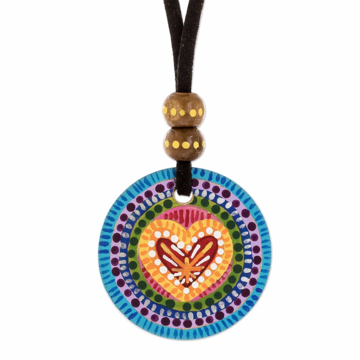 Hand Painted Rainbow and Heart Pendant Corded Necklace – Rainbow of Love (member)