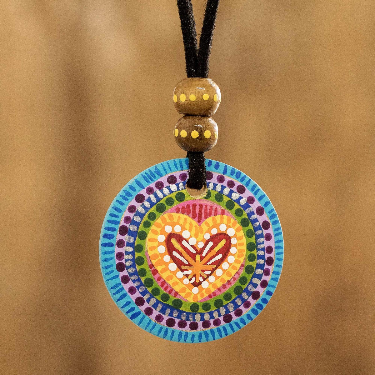 Hand Painted Rainbow and Heart Pendant Corded Necklace – Rainbow of Love