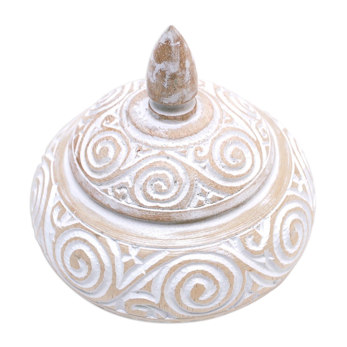 Hand-Carved Albesia Wood Decorative Box with Rustic Finish - Island Secret (member)
