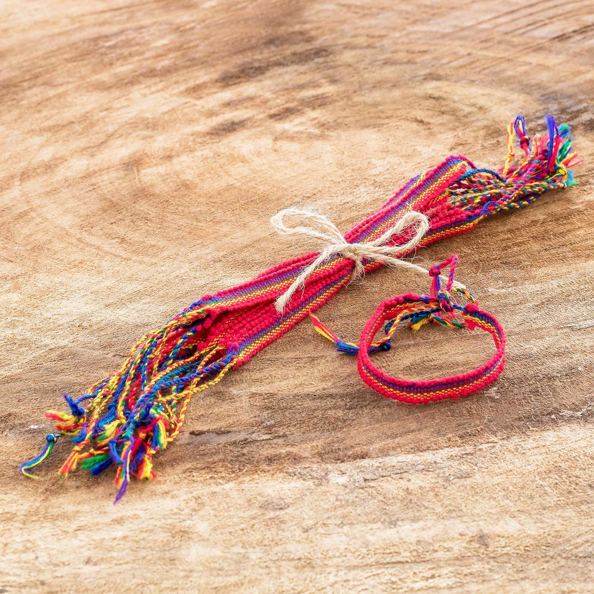 Hand Woven Rainbow Bracelets (Set of 12) from Guatemala - Rainbow Celebration