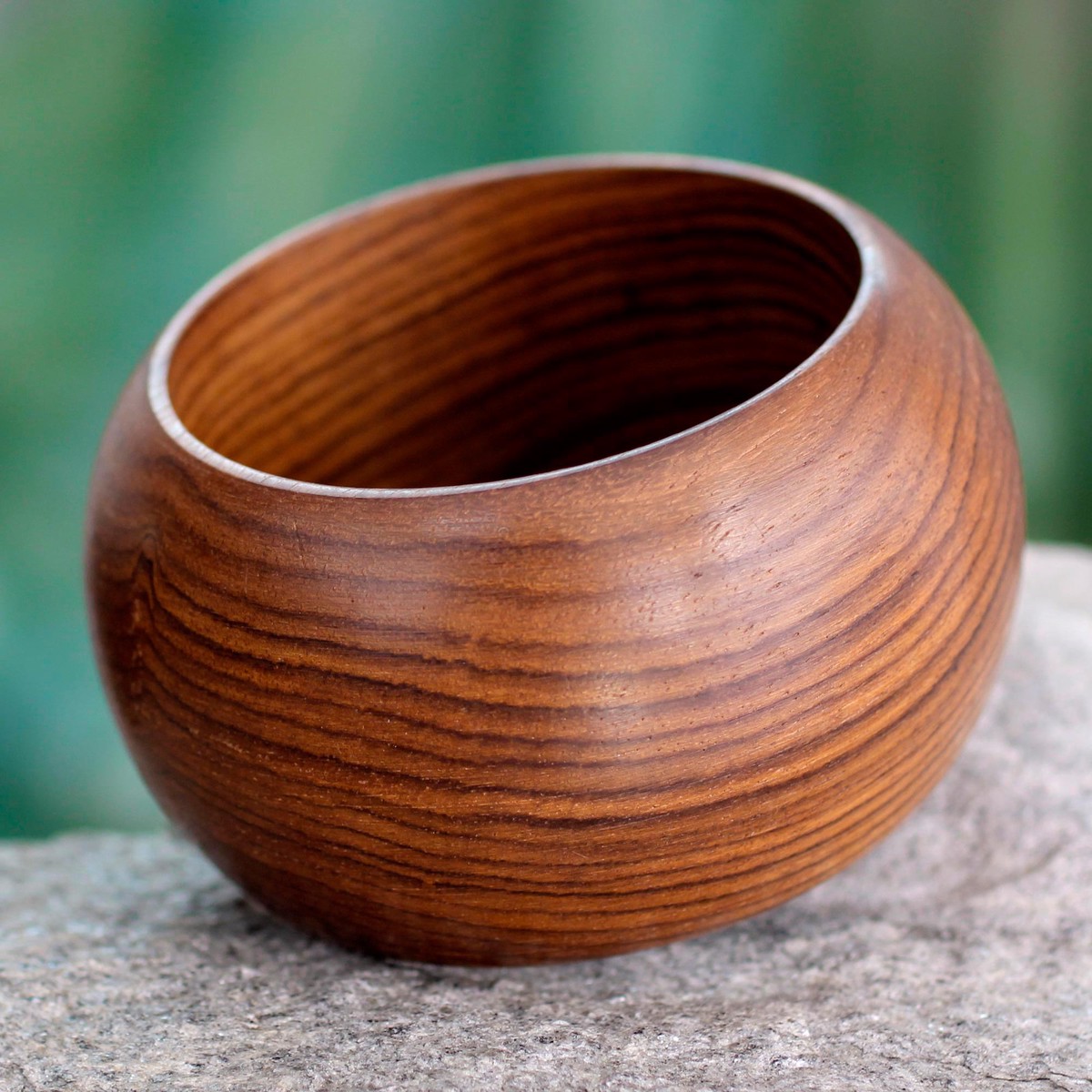 Hand-Carved Mango Wood Bangle Bracelet from India - Mystical Lines
