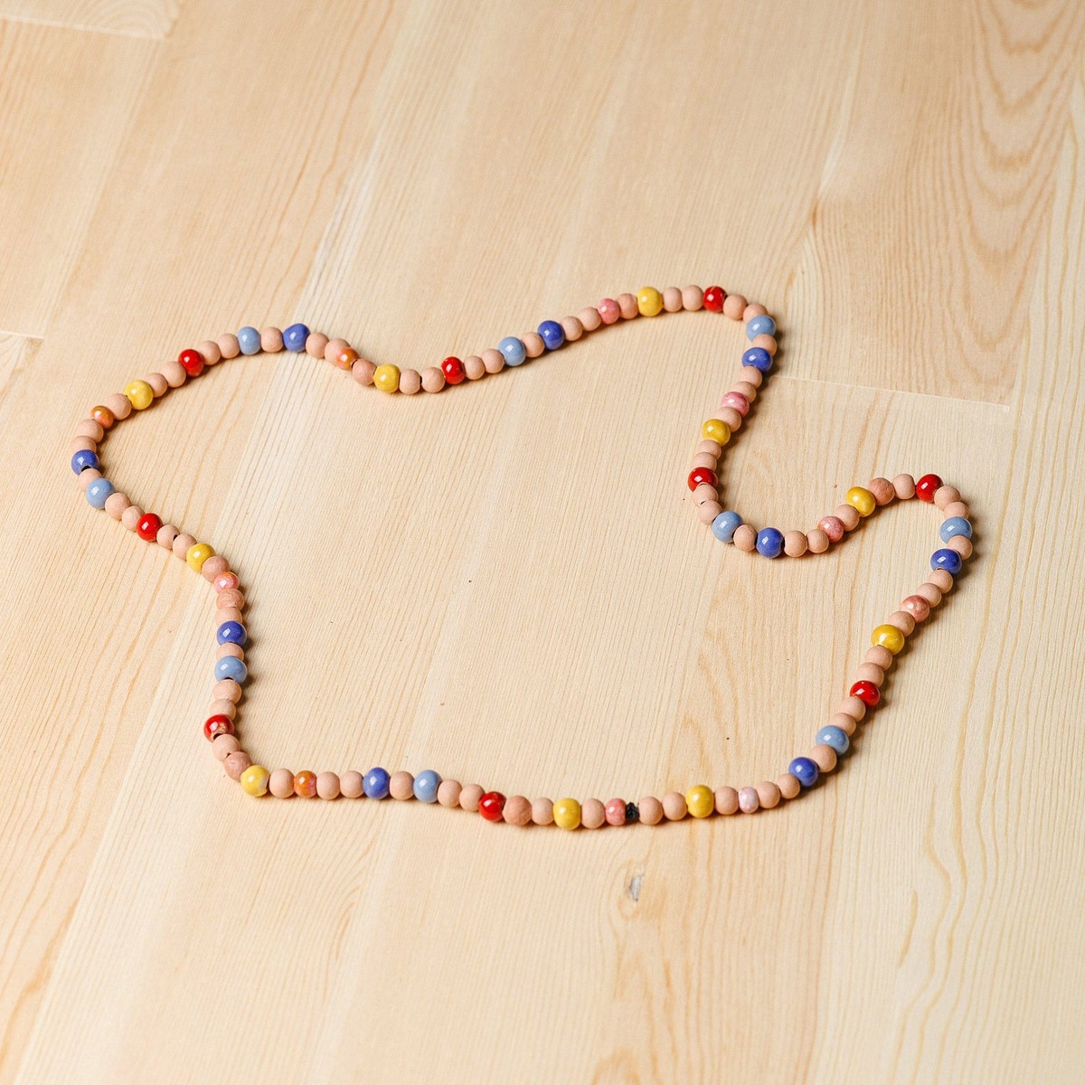 Hand-Painted Ceramic Beaded Necklace from Uzbekistan (Small) – Spring Colors