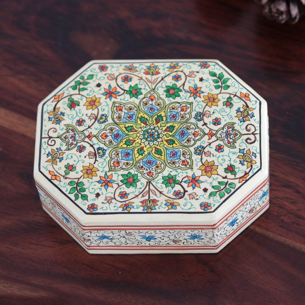 Hand-painted Decorative Wood and Papier Mache Box - Persian Inspiration II