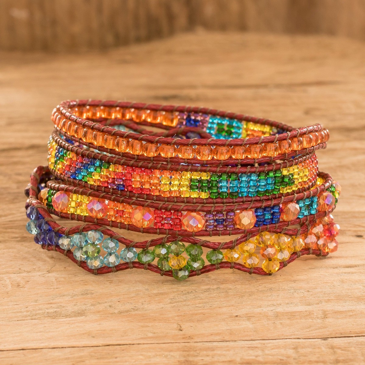 Handcrafted Beaded Positive Energy Long Wrap Bracelet - Bonds of Friendship