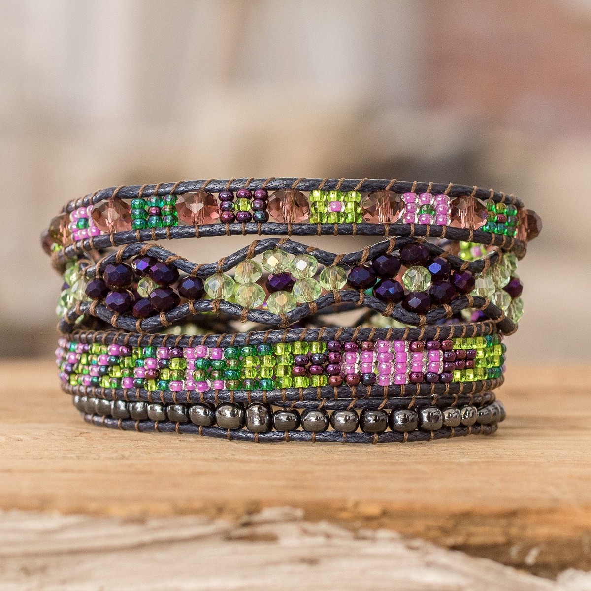 Handcrafted Bead Wrap Bracelet - Fresh Harvest