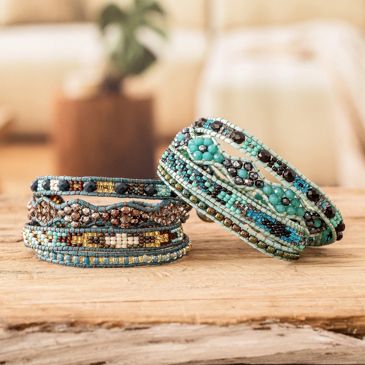 Handcrafted Beaded Positive Energy Long Wrap Bracelet - Balance and Guidance