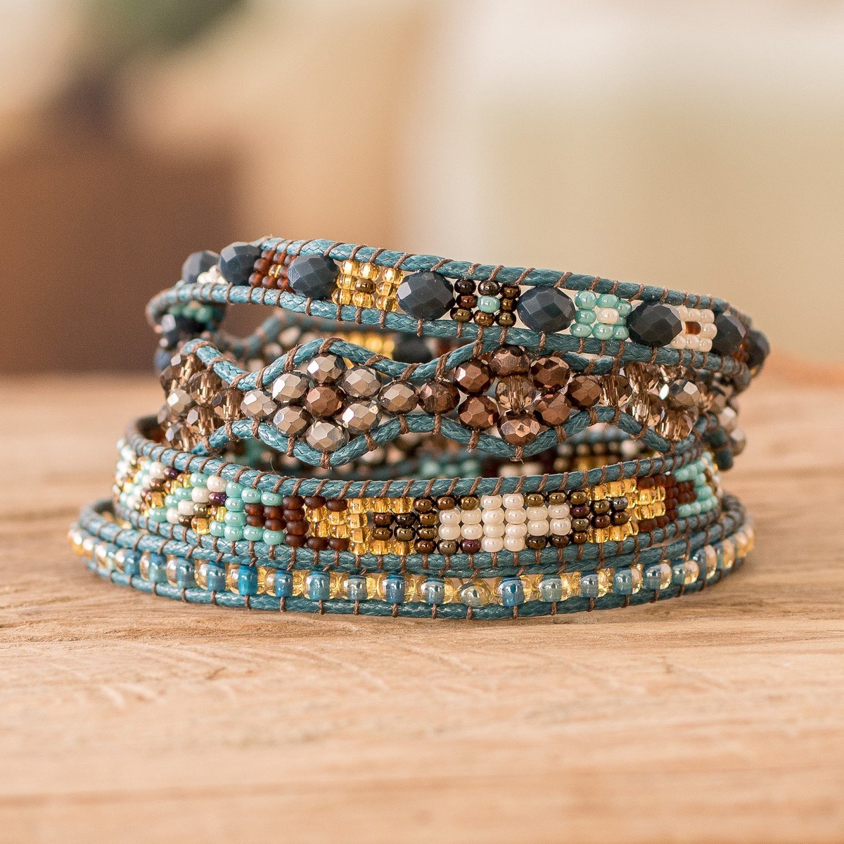 Handcrafted Beaded Positive Energy Long Wrap Bracelet - Path of Guidance