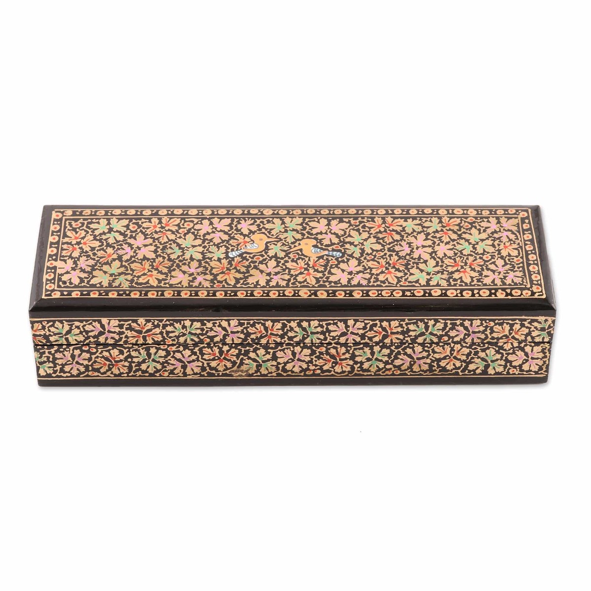 Leaf Motif Papier Mache and Wood Decorative Box - Chinar Forest (member)