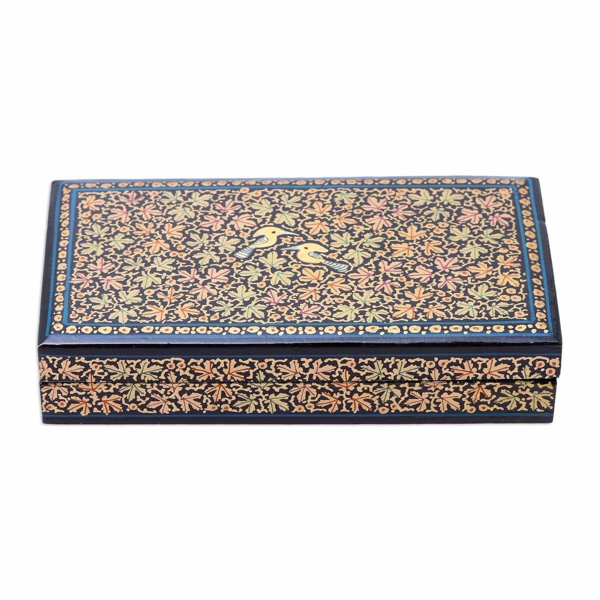 Leaf Motif Papier Mache and Wood Decorative Box - Chinar Paradise (member)