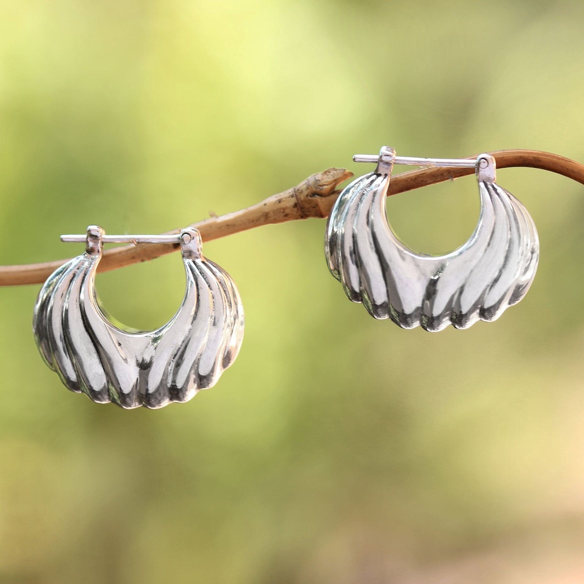 Sterling Silver Daylight Seashells Hoop Earrings - Daylight Shells