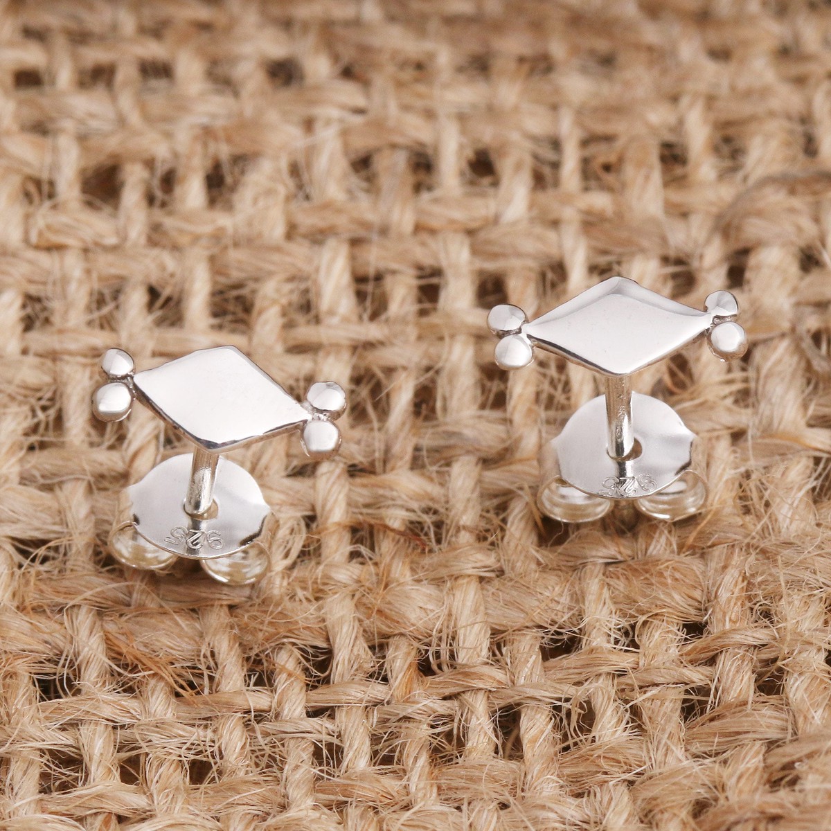 Sterling Silver Diamond Shaped Stud Earrings - Celuk Simplicity