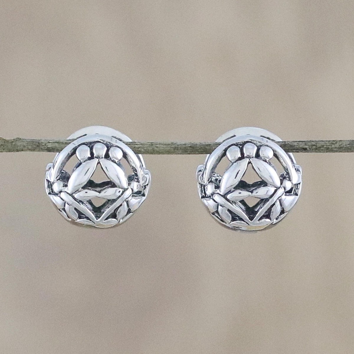 Sterling Silver Dragonfly Hoop Earrings from Thailand - Dragonfly Reflection