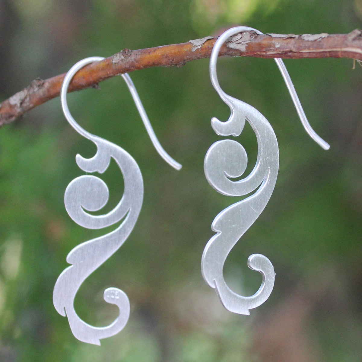 Sterling Silver Drop Earrings - Thai Flora