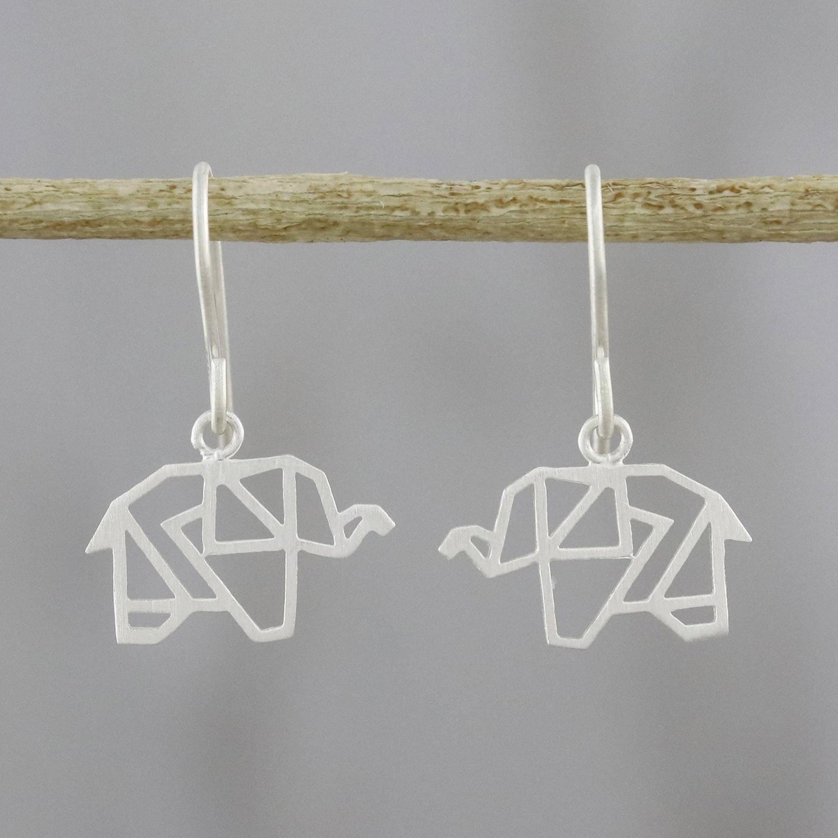 Sterling Silver Elephant Dangle Earrings – Elephant Origami