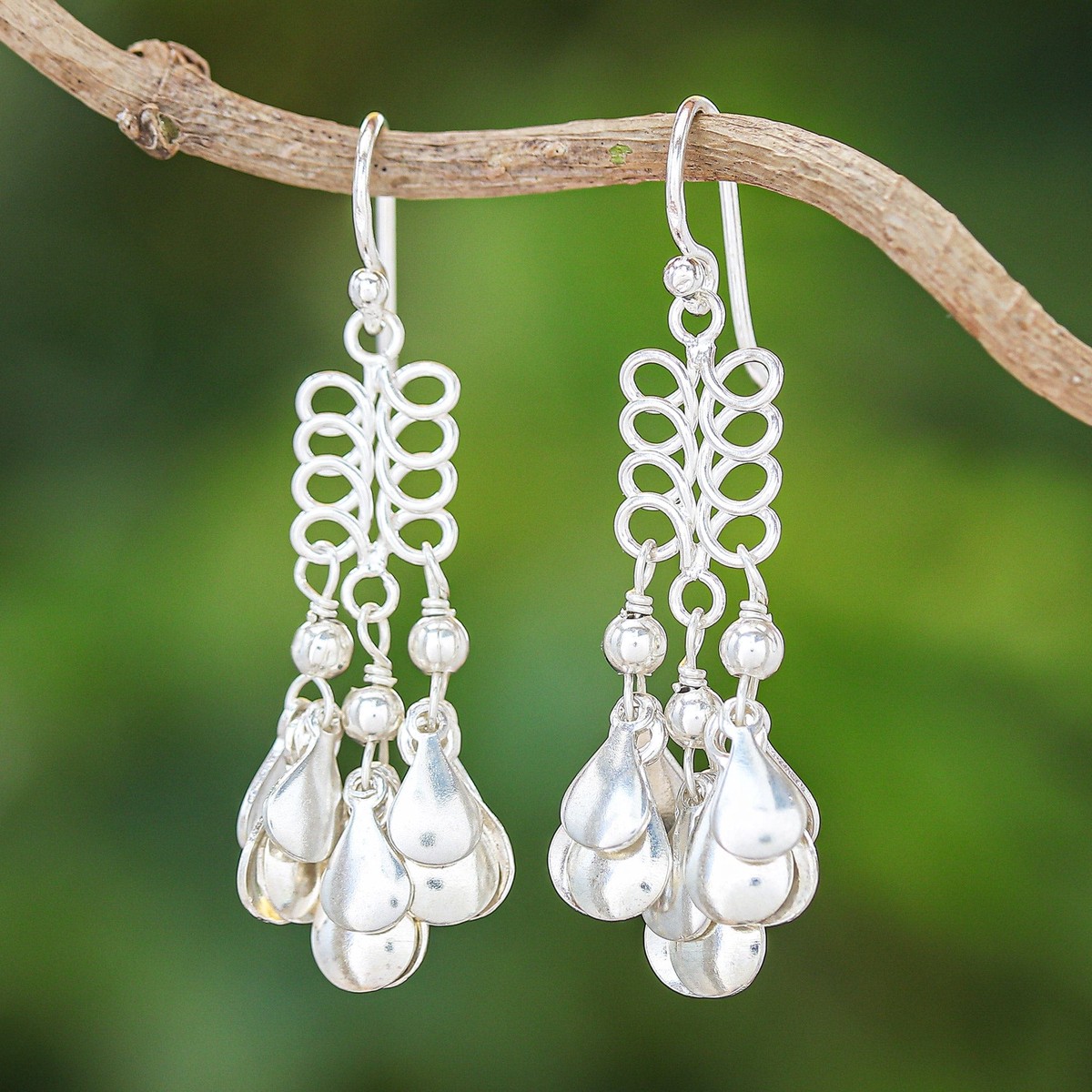 Sterling Silver Drop Pattern Chandelier Earrings – Lovely Woman