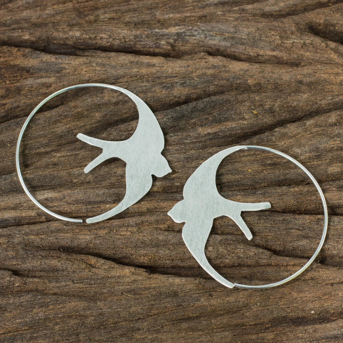 Sterling Silver Endless Hoop Earrings with Bird Design – The Martin