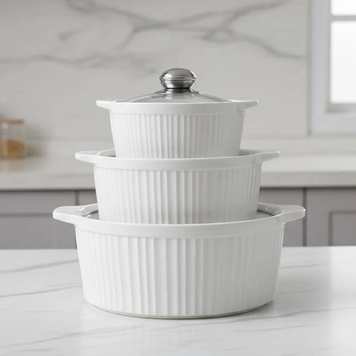 3 In 1 Ceramic Serving Dishes Set For Family Entertaining
