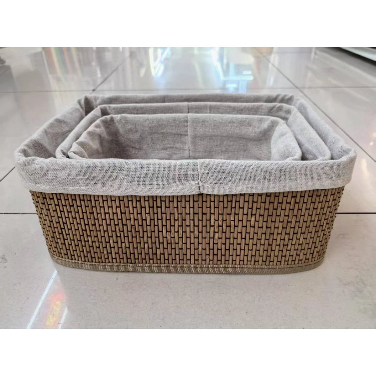 3-In-1 Wicker Basket Set For Home Organization Declutter – Brown