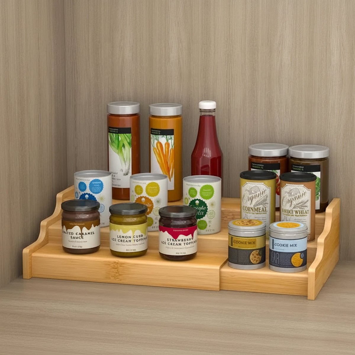 3-Tier Expandable Bamboo Shelf Organizer