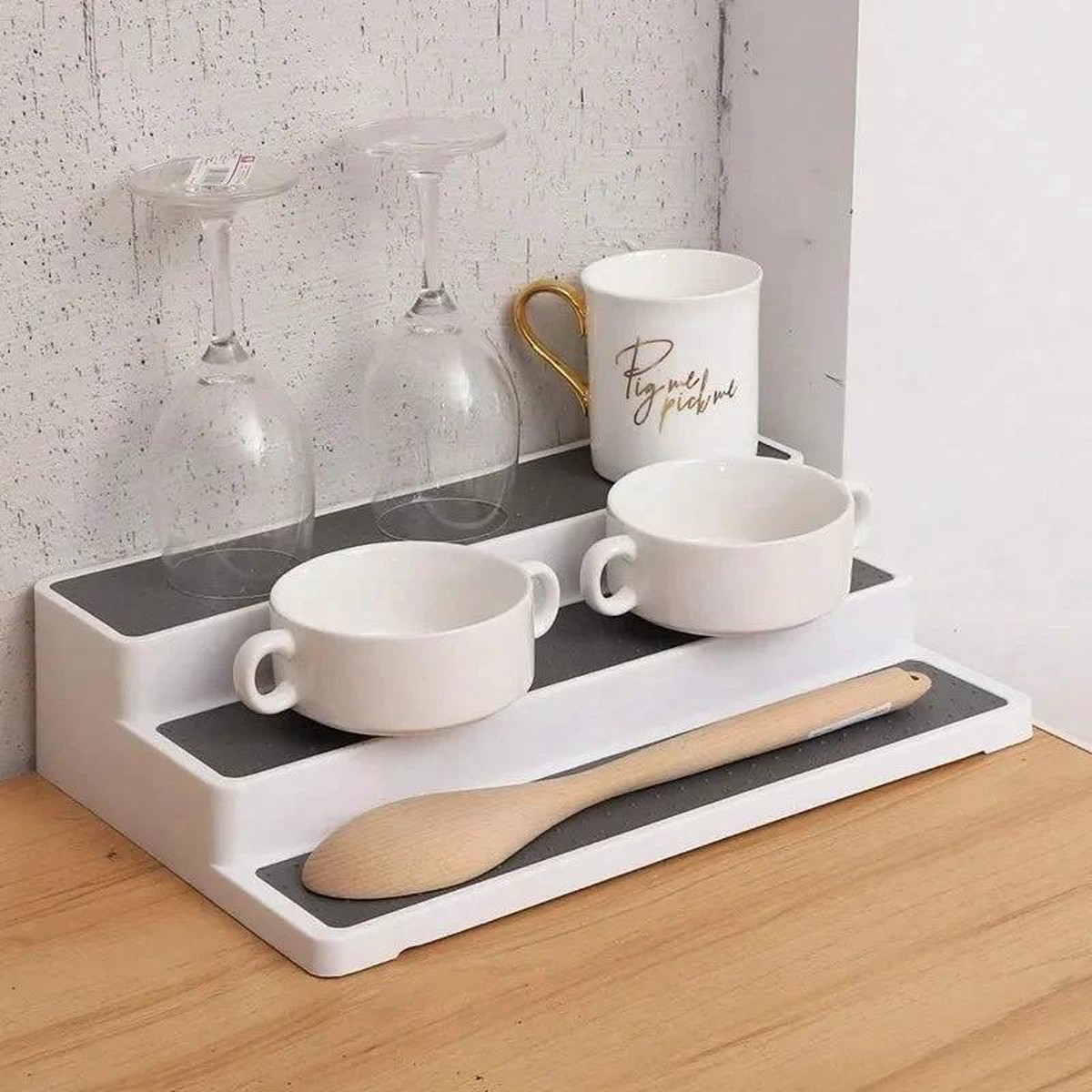 3 Tier Spice Rack Nonslip Stepped Design For Small Kitchen