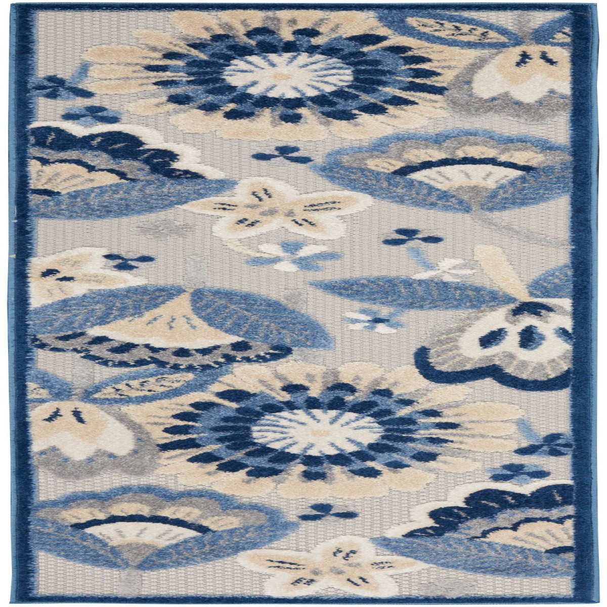 Aloha Blue Grey Contemporary Polypropylene Area Rug – 2′ x 6′