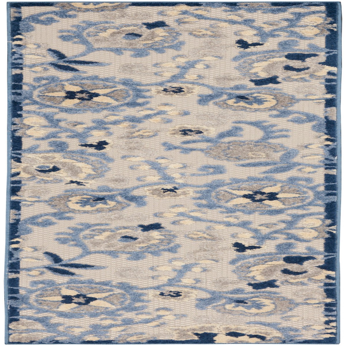 Aloha Blue Grey Farmhouse Polypropylene Area Rug – 2’3″ x 8′