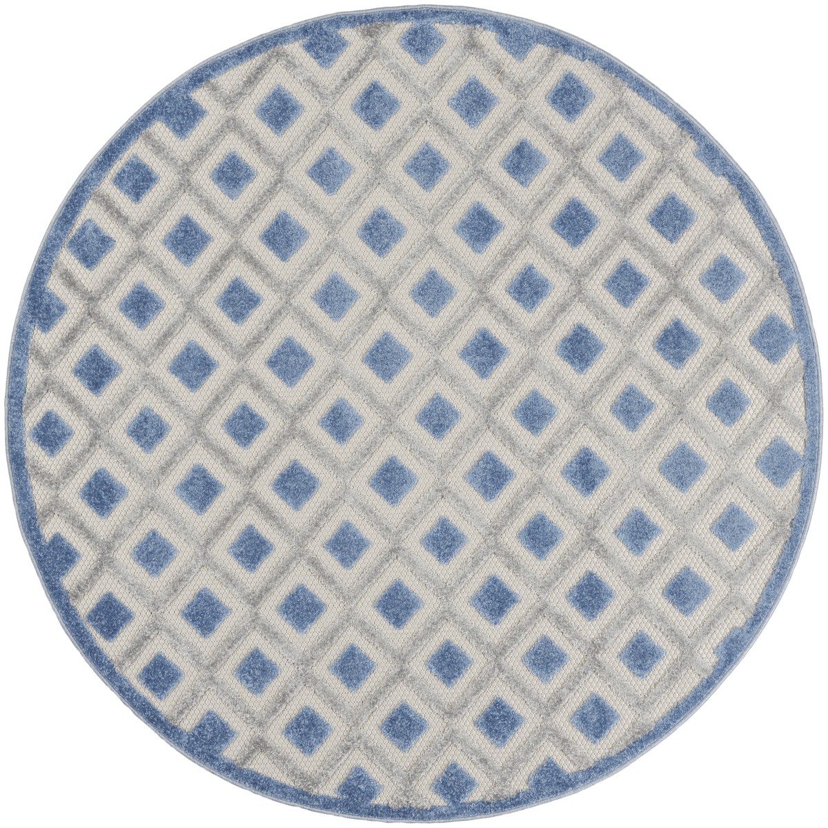 Aloha Blue Grey Modern Polypropylene Area Rug - 5'3" x Round
