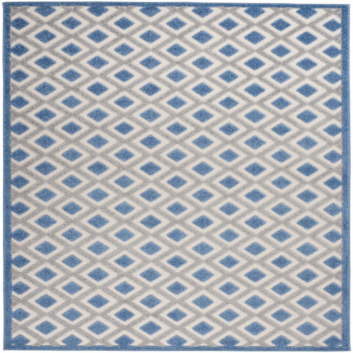 Aloha Blue Grey Modern Polypropylene Area Rug - 6' x 9'