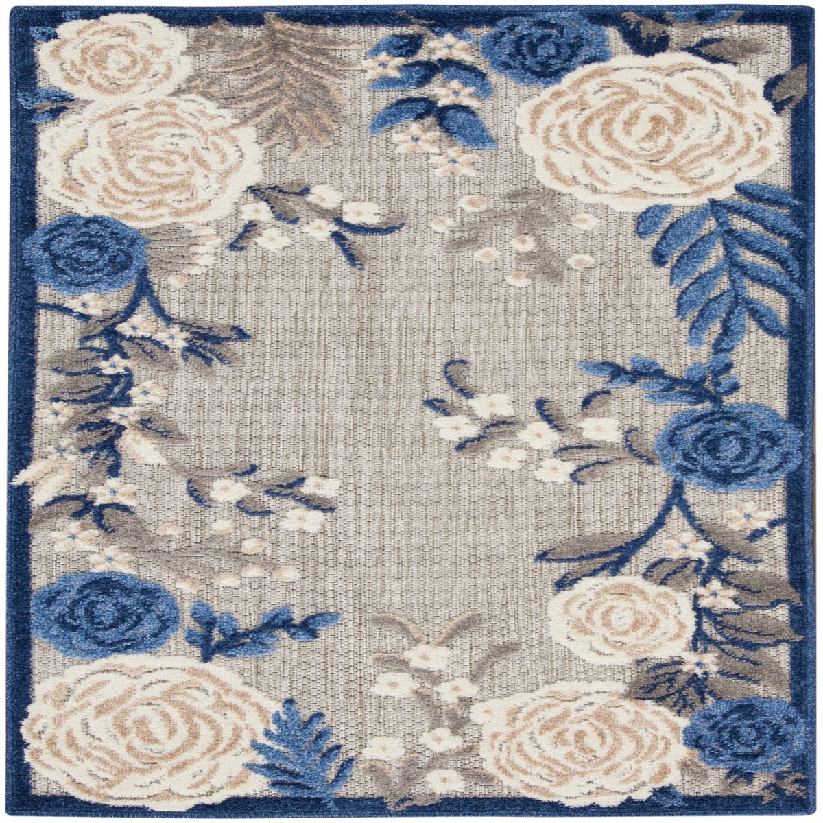 Aloha Blue Grey Outdoor Polypropylene Area Rug - 2' x 3'