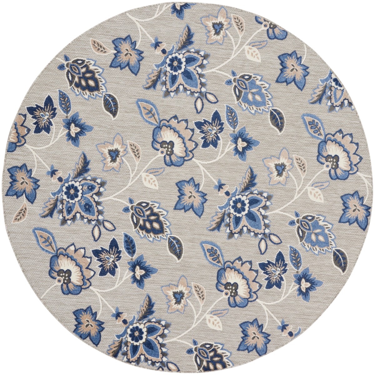 Aloha Blue Grey Outdoor Polypropylene Area Rug - 7'10" x Round