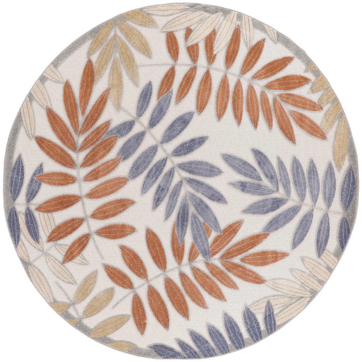 Aloha Blue Mocha Outdoor Polypropylene Area Rug - 5'3" x Round