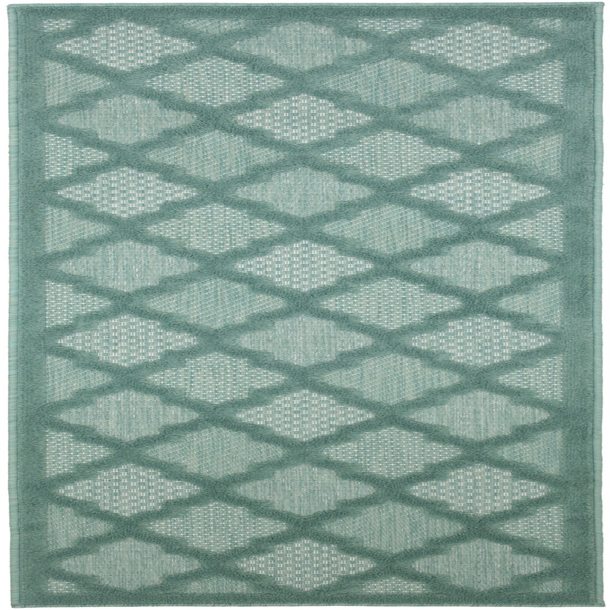 Easy Care Aqua Teal Modern Polypropylene Area Rug - 2' x 6'