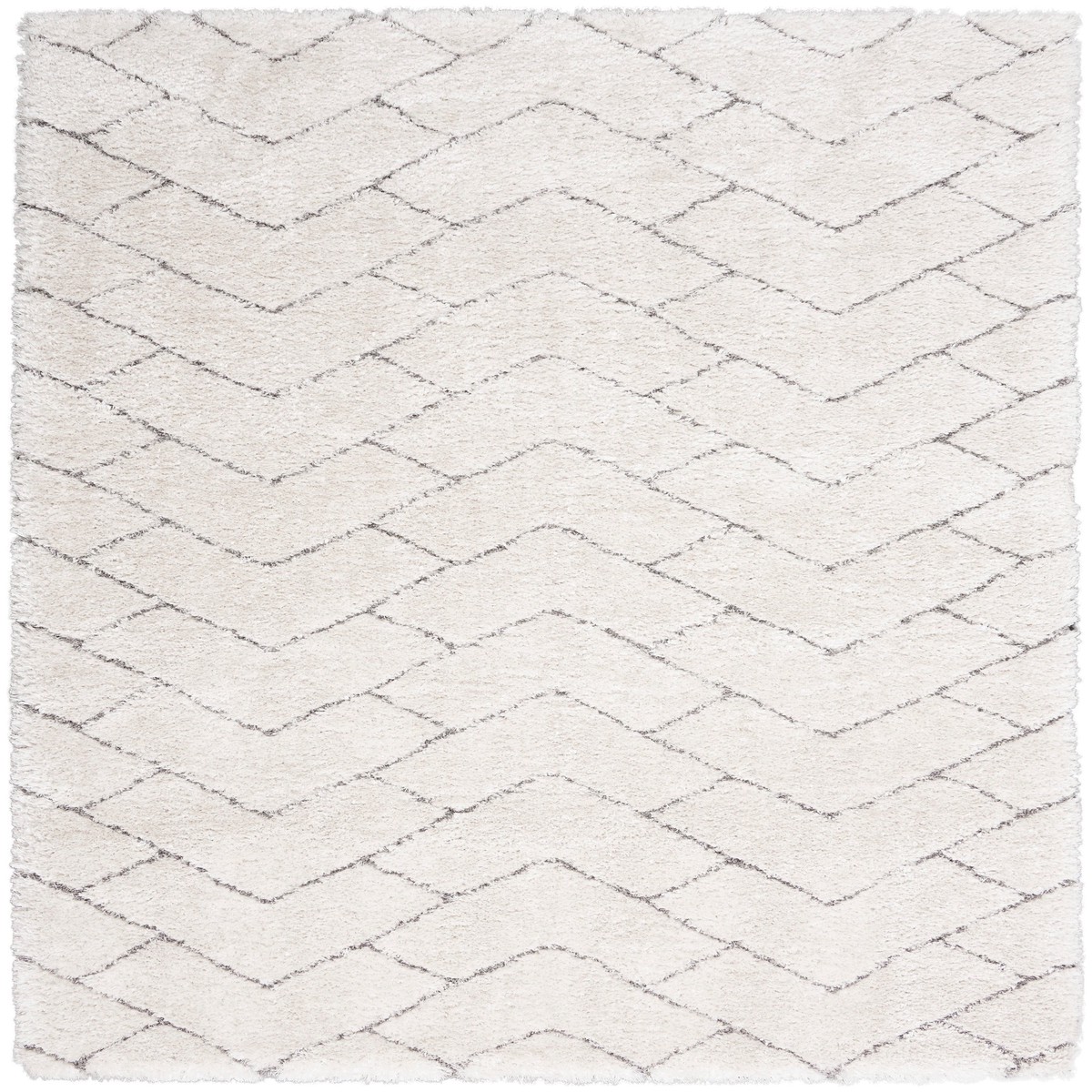 Dreamy Shag Ivory Grey Shag Polyester Area Rug - 5'3" x 7'3"