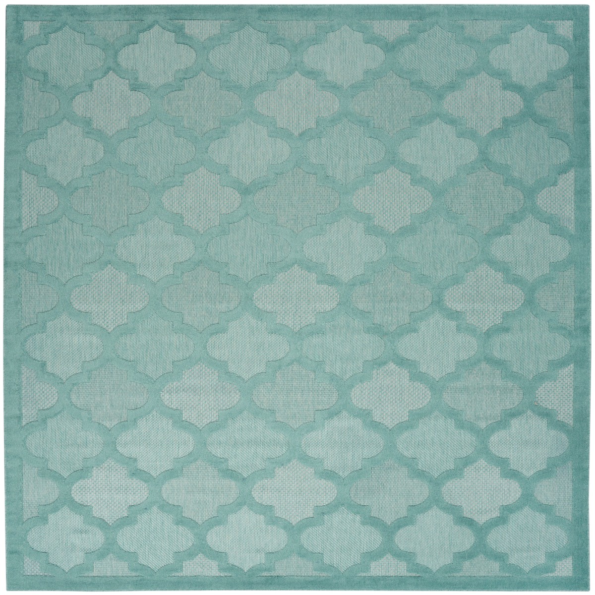 Easy Care Aqua Teal Modern Polypropylene Area Rug - 7' x 10'