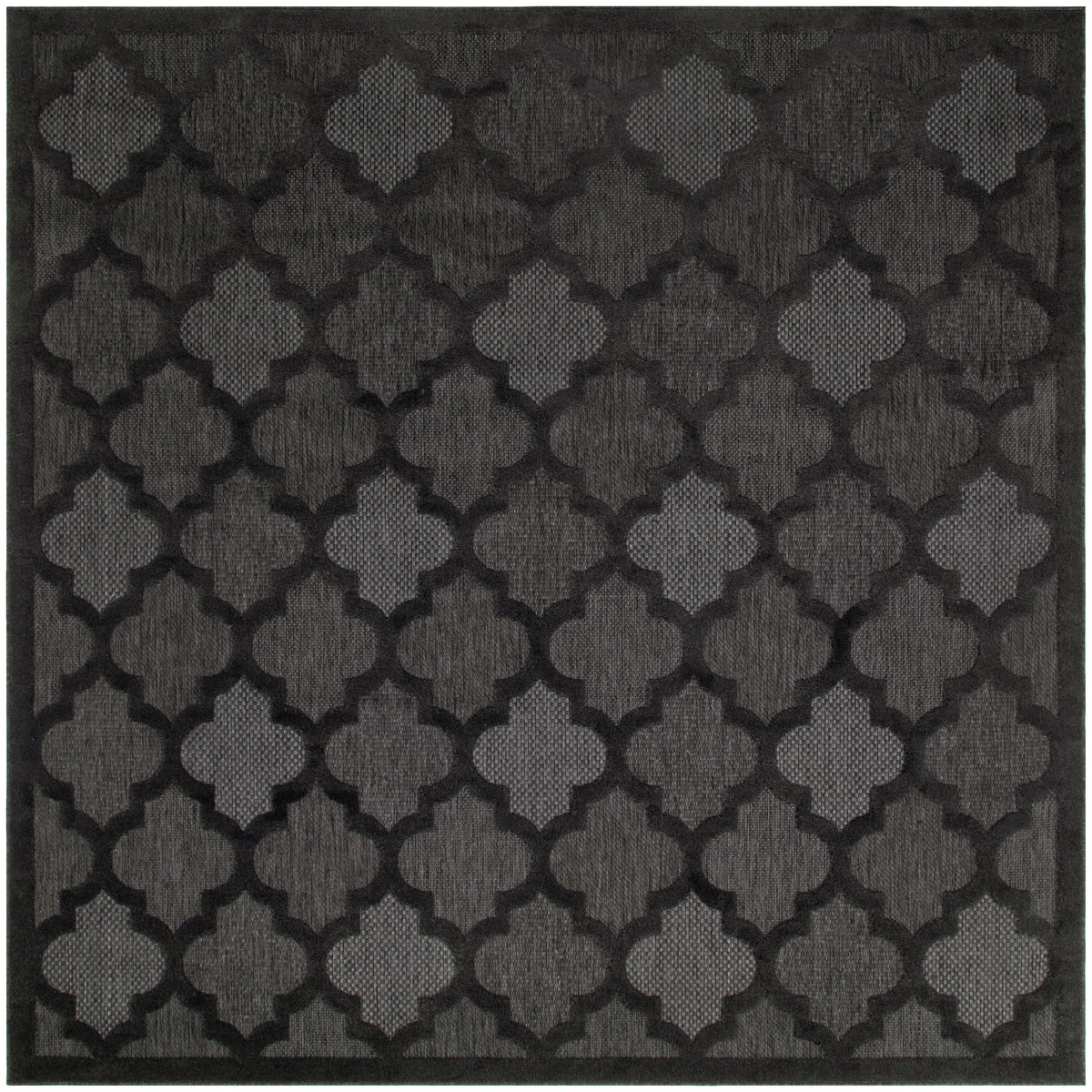 Easy Care Charcoal Black Modern Polypropylene Area Rug – 9′ x Square