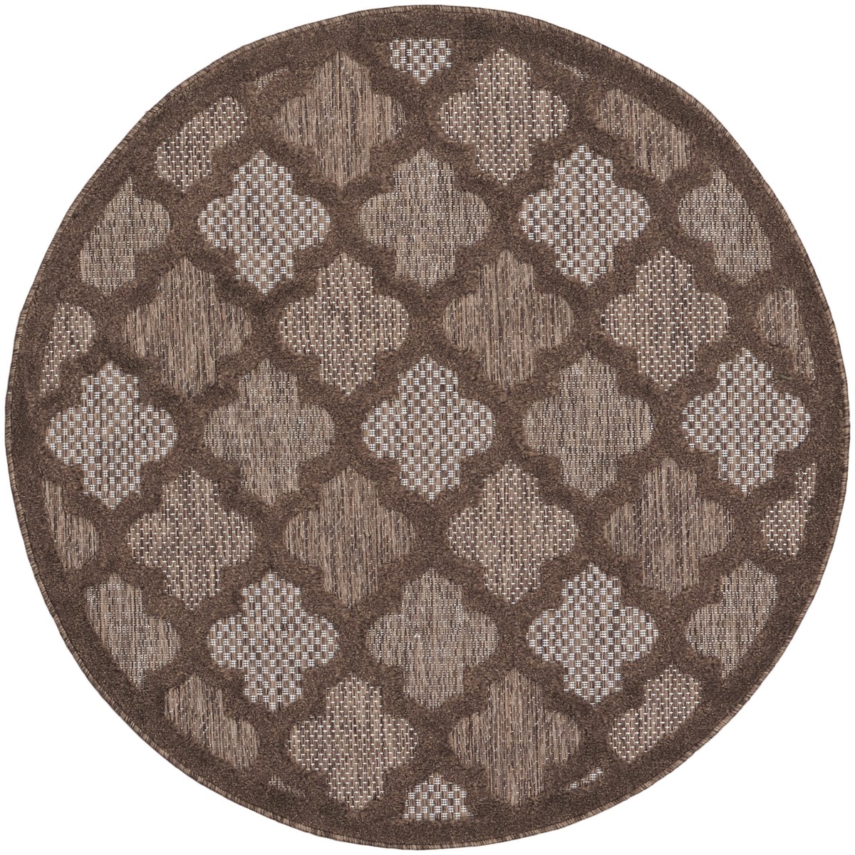 Easy Care Brown Modern Polypropylene Area Rug - 4' x Round
