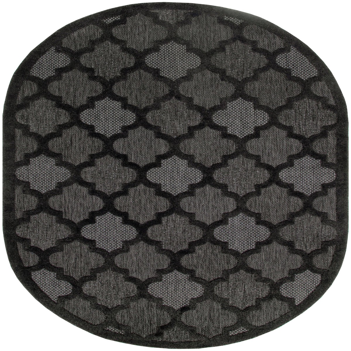 Easy Care Charcoal Black Modern Polypropylene Area Rug – 6′ x 9′ Oval